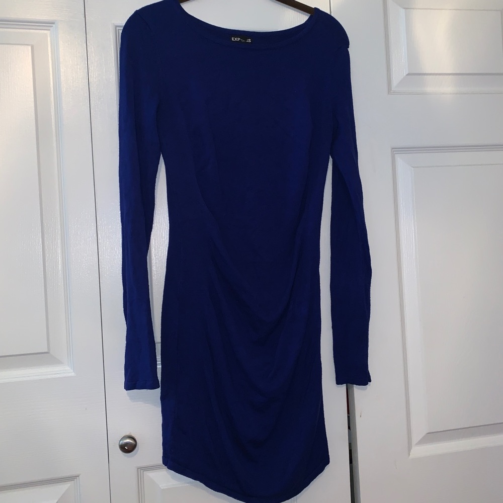 Long sleeve royal blue mini dress